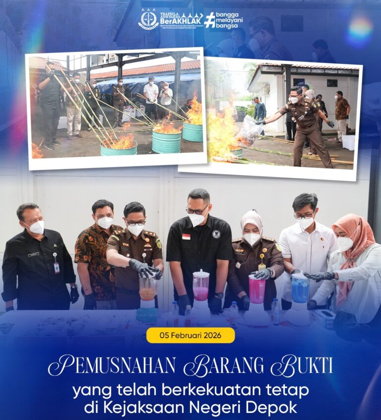 Kejaksaan Negeri Depok melaksanakan pemusnahan Barang Bukti dari 140 perkara tindak Pidana Umum