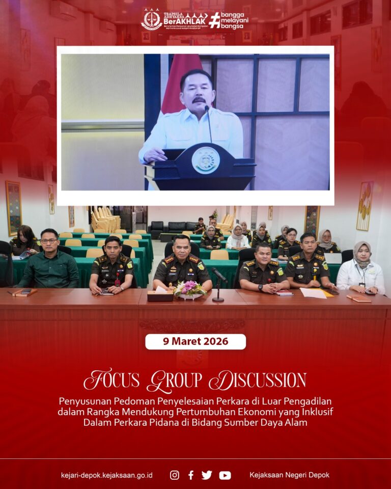 Kegiatan Focus Group Discussion Penyusunan Pedoman Penyelesaian Perkara di Luar Pengadilan dalam Rangka Mendukung Pertumbuhan Ekonomi yang Inklusif Dalam Perkara Pidana di Bidang Sumber Daya Alam